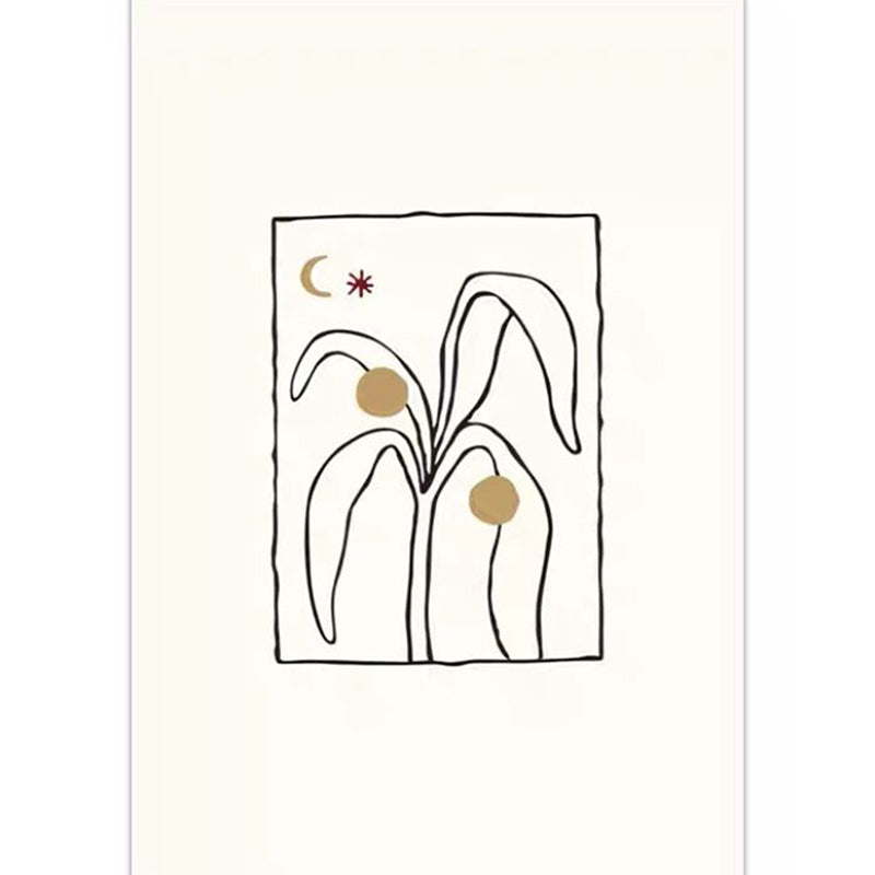 Beige Living Room Carpet Modern Plant Pattern Area Rug Polyester Non-Slip Backing Rug