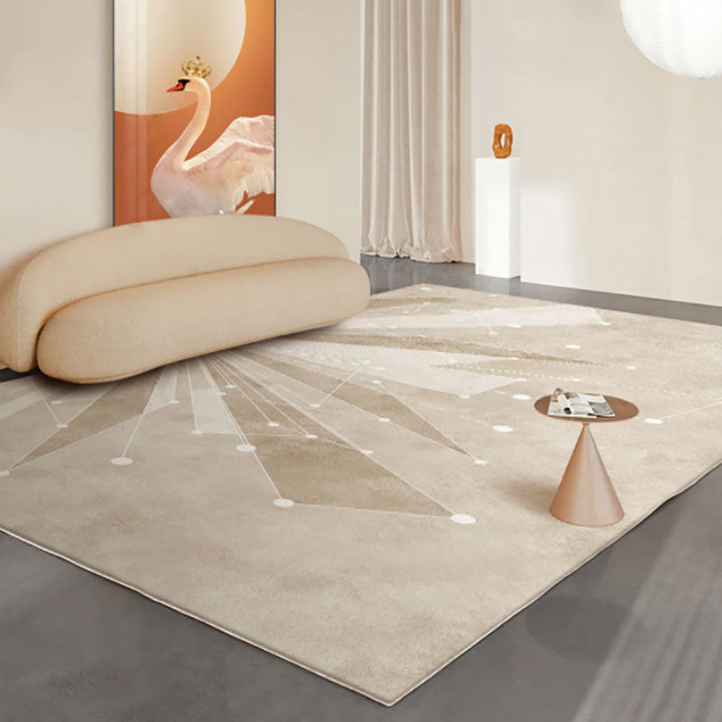 Beige Modern Carpet Polyester Color Block Area Rug Non-Slip Backing Rug for Home Decor