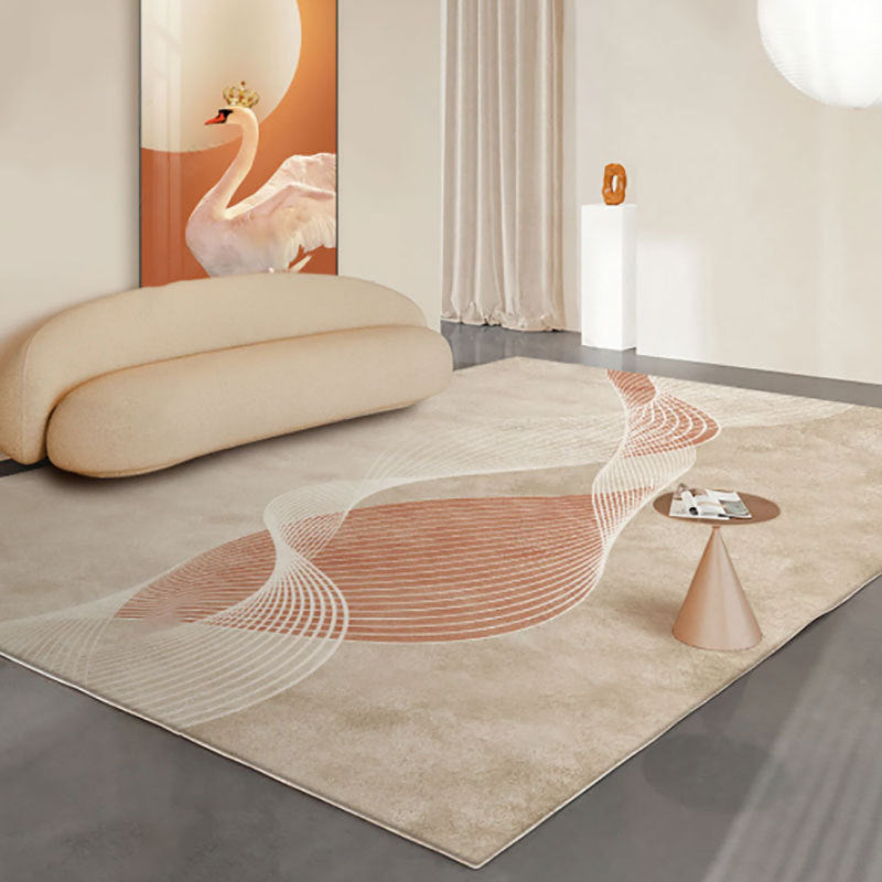 Tapis moderne Beige en Polyester, bloc de couleur, avec envers antidérapant, pour la décoration de la maison