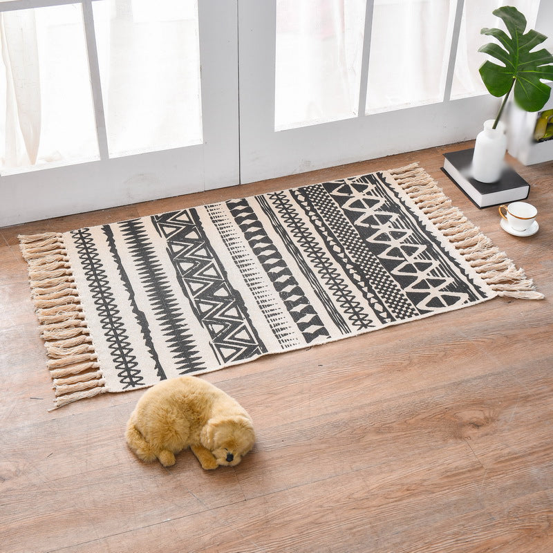 Boho-chic rand tapijt Ameicana patroon Tapijten katoenen blend-vloerkleed voor slaapkamer