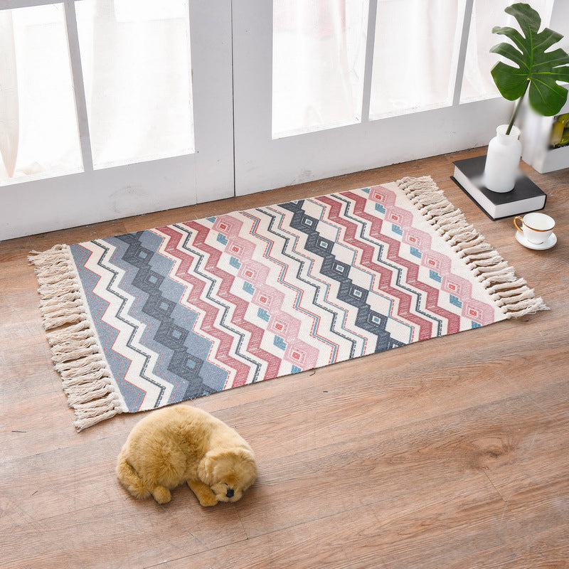 Boho-chic rand tapijt Ameicana patroon Tapijten katoenen blend-vloerkleed voor slaapkamer