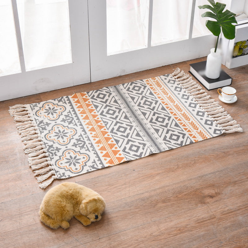 Boho-chic rand tapijt Ameicana patroon Tapijten katoenen blend-vloerkleed voor slaapkamer