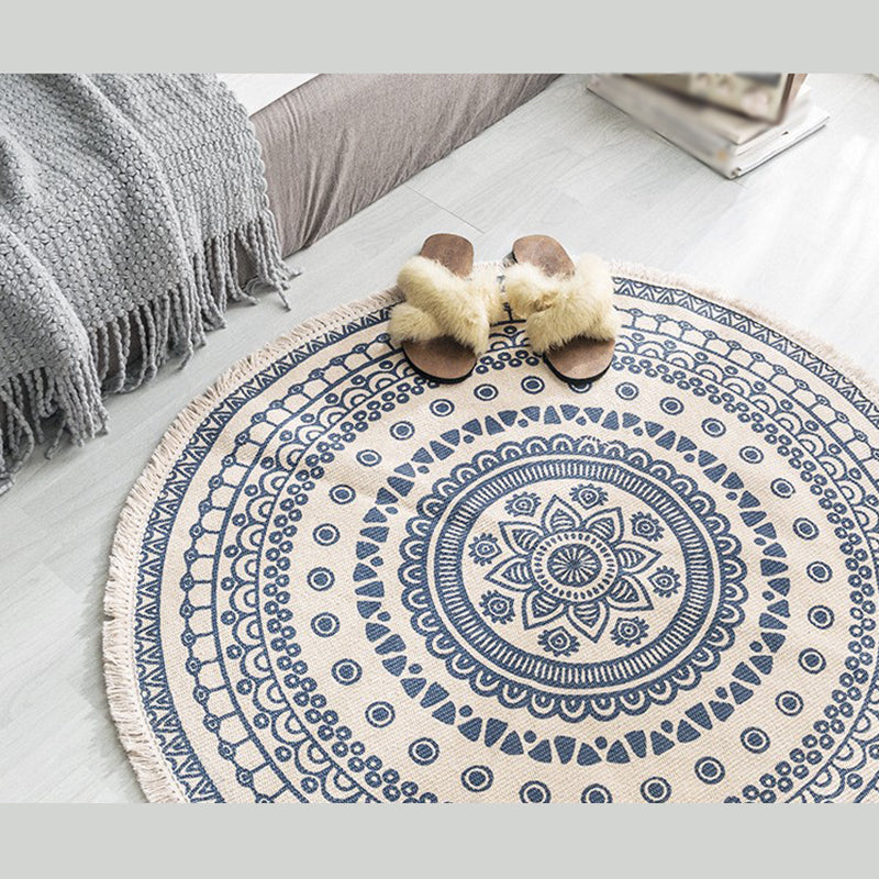 Zwart paisley patroon tapijt polyester Boheems vloerkleed Fringe indoor tapijt voor woningdecoratie