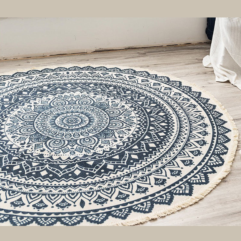 Tapis de motif noir Polyester Bohemian Area Rapis Fringe Fringe Forg Intérieur pour décoration domestique