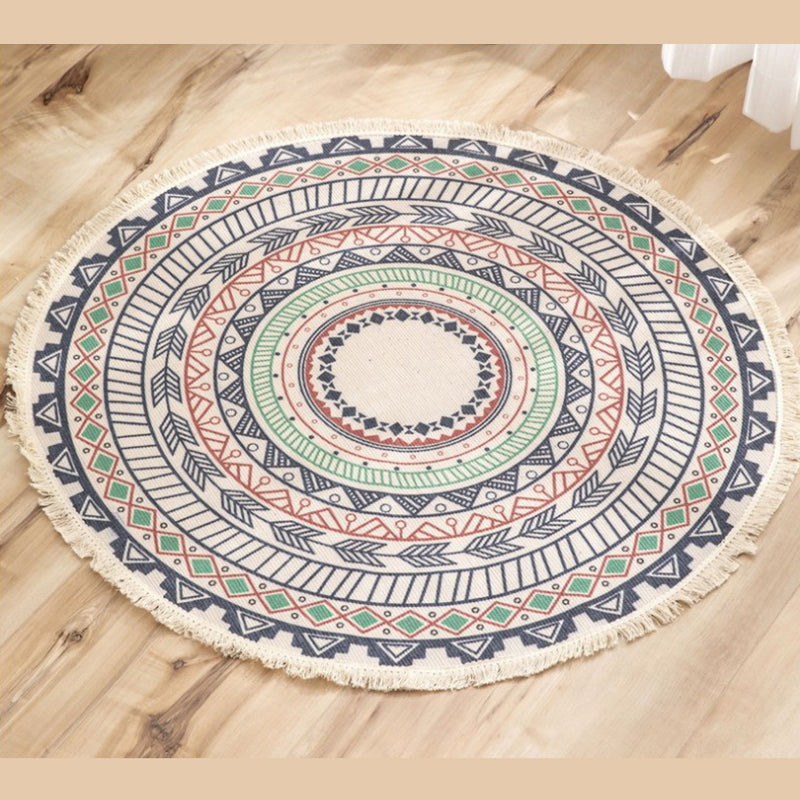 Zwart paisley patroon tapijt polyester Boheems vloerkleed Fringe indoor tapijt voor woningdecoratie
