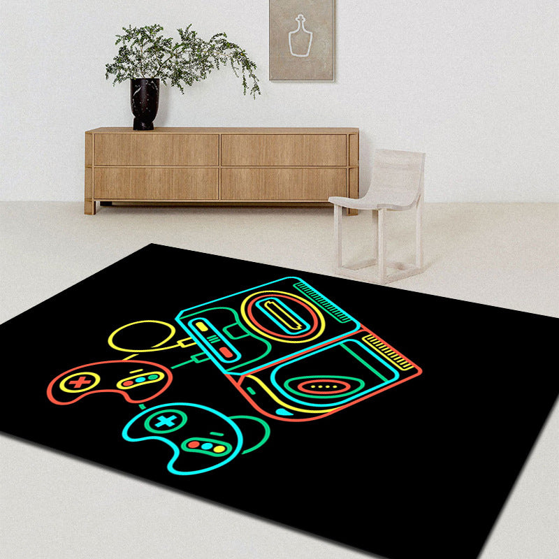 Funky Game Controller Pattern Carpet Polyester Kids Rug Stain Resistant Area Carpet for Living Room