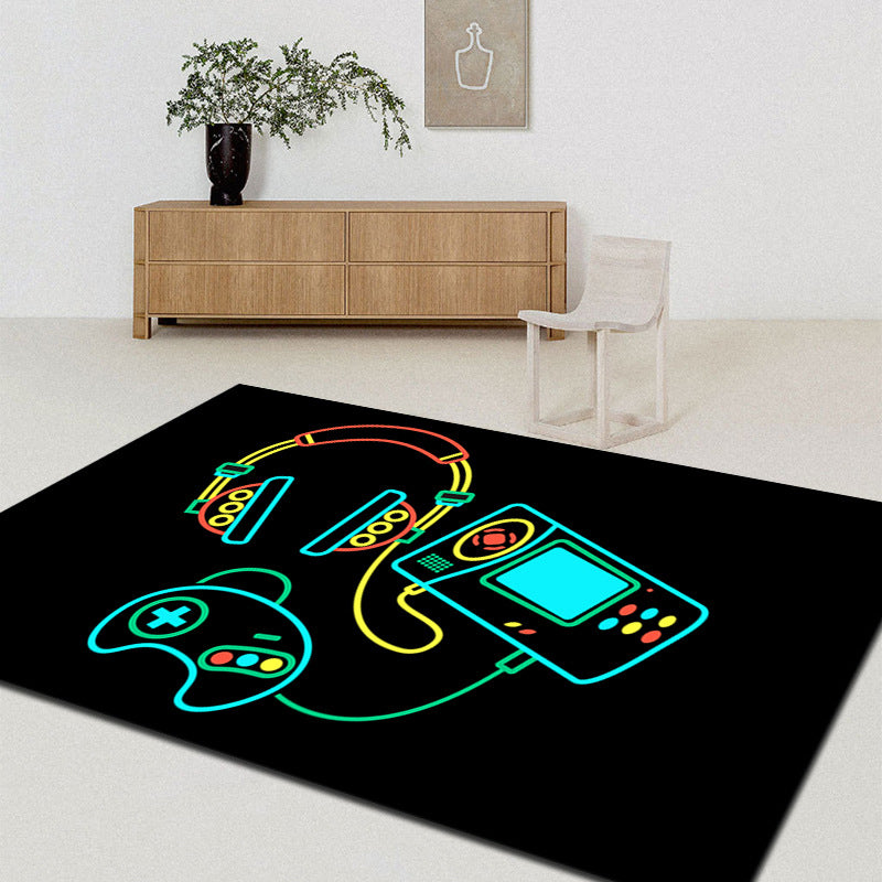 Funky Game Controller Pattern Carpet Polyester Kids Rug Stain Resistant Area Carpet for Living Room
