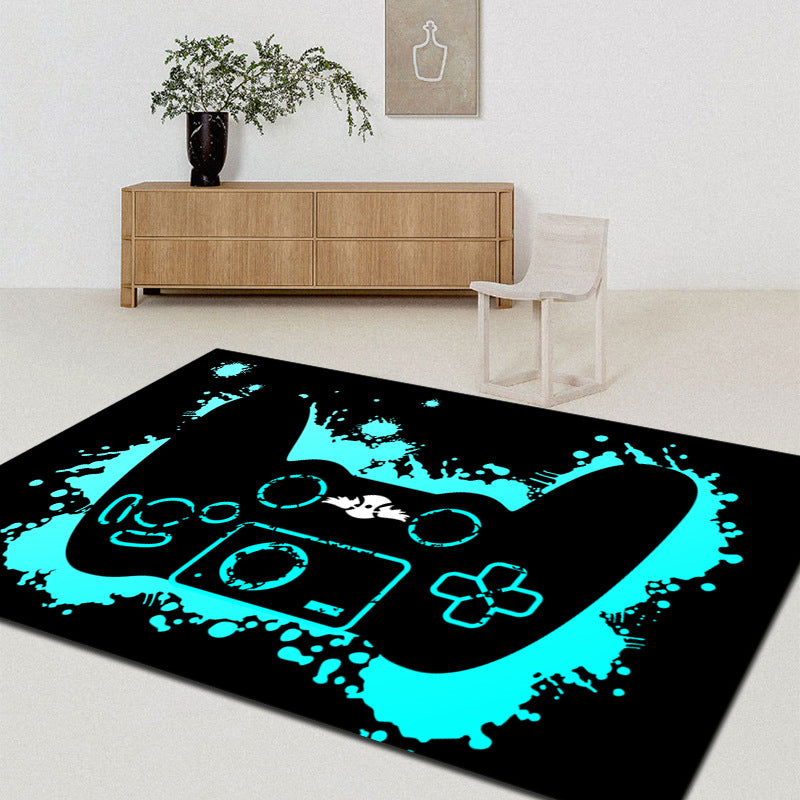 Funky Game Controller Pattern Carpet Polyester Kids Rug Stain Resistant Area Carpet for Living Room