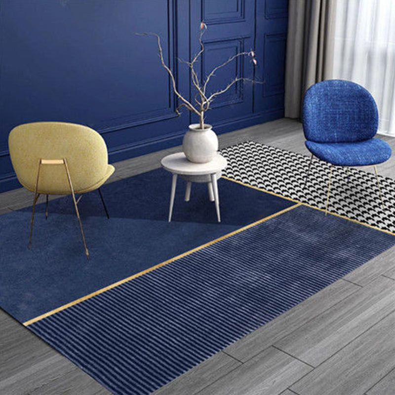 Glam Houndstooth Print Carpet Polyester Area Rug Non-Slip Backing Indoor Carpet for Living Room