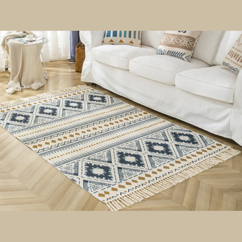 Vintage Americana Gedrukt Rug Cotton Blend Area Tapijt Boheemse Fringe Indoor Tapijt voor thuisdecoratie