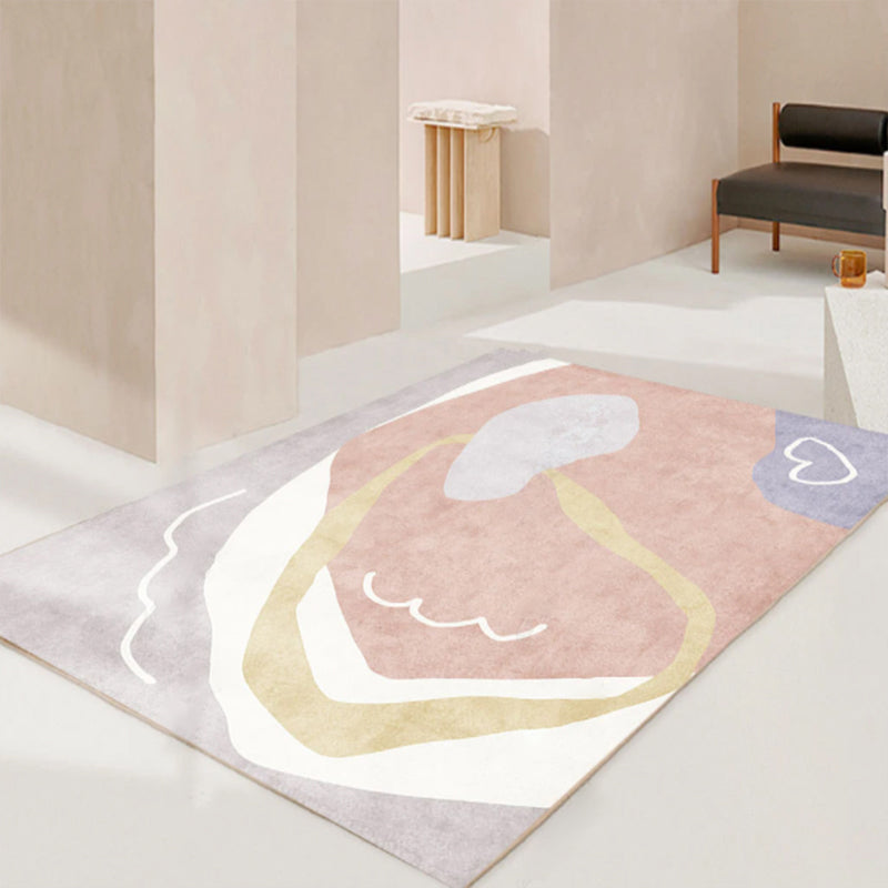 Pink Modern Carpet Polyester Color Block Rug Anti-Slip Area Rug for Home Decoration
