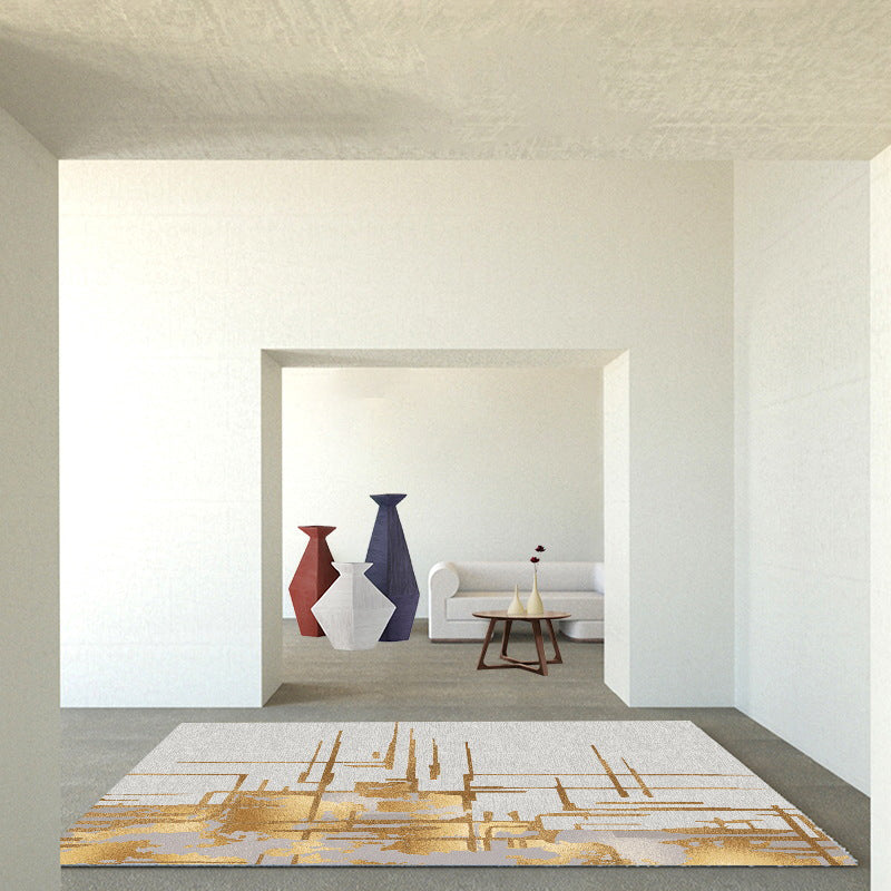 Minimalist Geometric Print Carpet Non-Slip Backing Area Rug Polyster Rug for Living Room