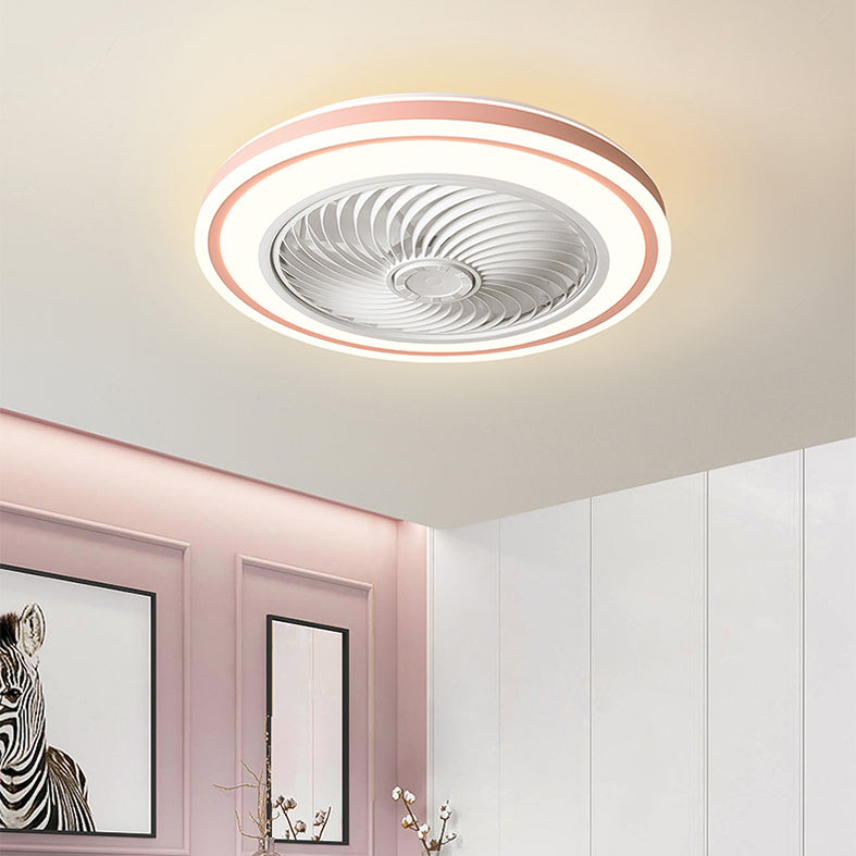 Télécommande Ventilateur de plafond Round Fabrication Macaron Metal LED Semi Flush Mount Mount Lampe For Bedroom