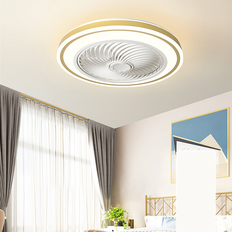 Télécommande Ventilateur de plafond Round Fabrication Macaron Metal LED Semi Flush Mount Mount Lampe For Bedroom