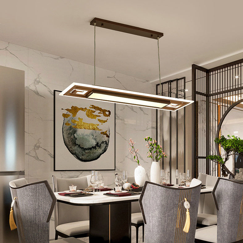 Luci a sospensione a sospensione in metallo marrone lampade a sospensione lineare contemporanea per sala da pranzo