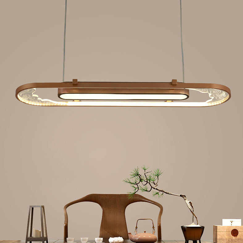 Luci a sospensione a sospensione in metallo marrone lampade a sospensione lineare contemporanea per sala da pranzo