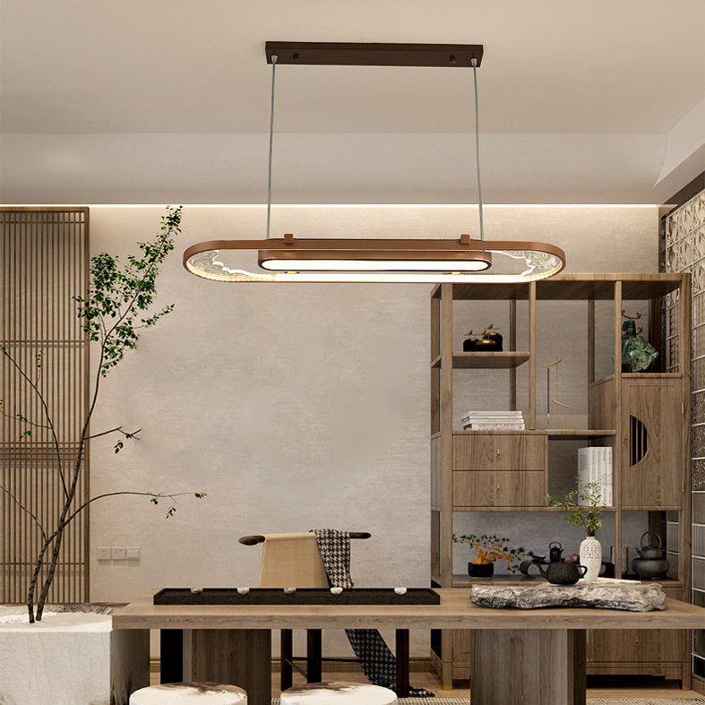 Luci a sospensione a sospensione in metallo marrone lampade a sospensione lineare contemporanea per sala da pranzo
