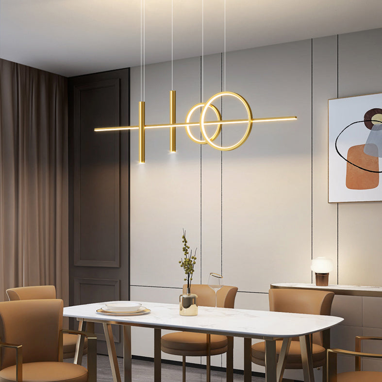 Lampada il lampadario in metallo lineare dell'illuminazione dell'isola a led moderna per sala da pranzo