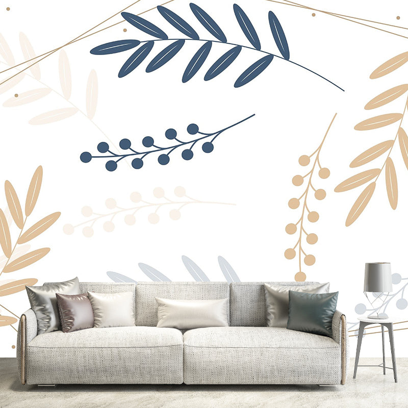 Modern Plant Wall Murals Stain Resistant Wall Art for Home,Waterproof and Antifouling