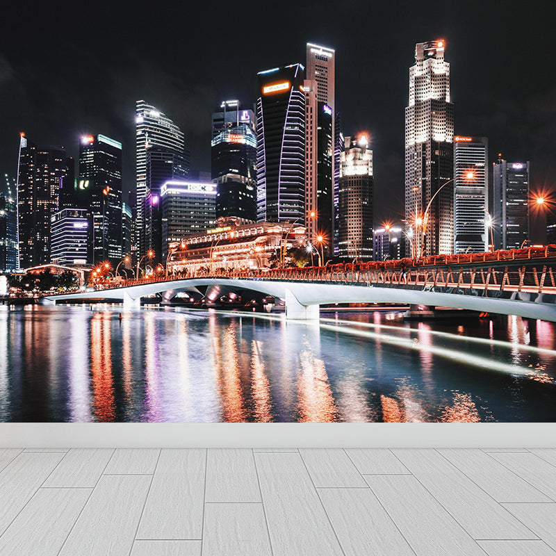 Contemporary Night Scene Mural Environment Friendly Wall Decor for House Interior