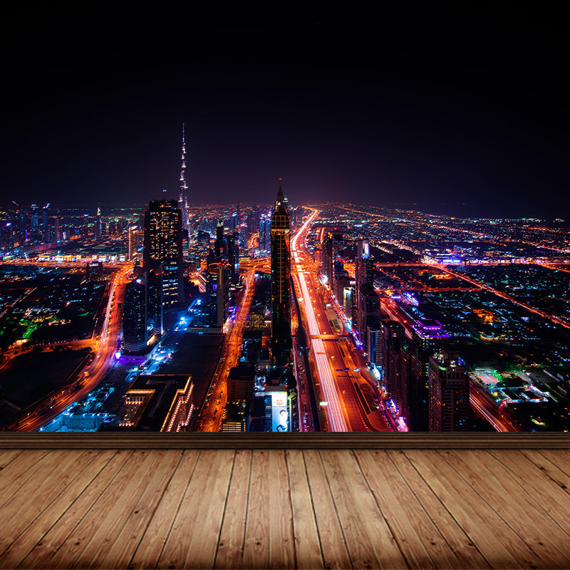 Contemporary Night Scene Mural Environment Friendly Wall Decor for House Interior