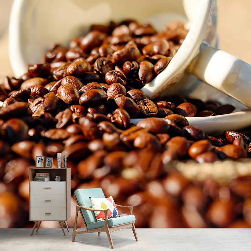 Mildew Resistant Decorative Wall Mural Modern Coffee Bean Business Wall Coverin