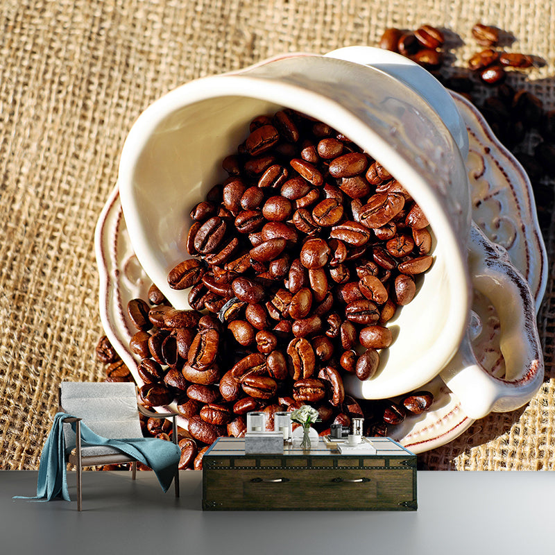 Mildew Resistant Decorative Wall Mural Modern Coffee Bean Business Wall Coverin