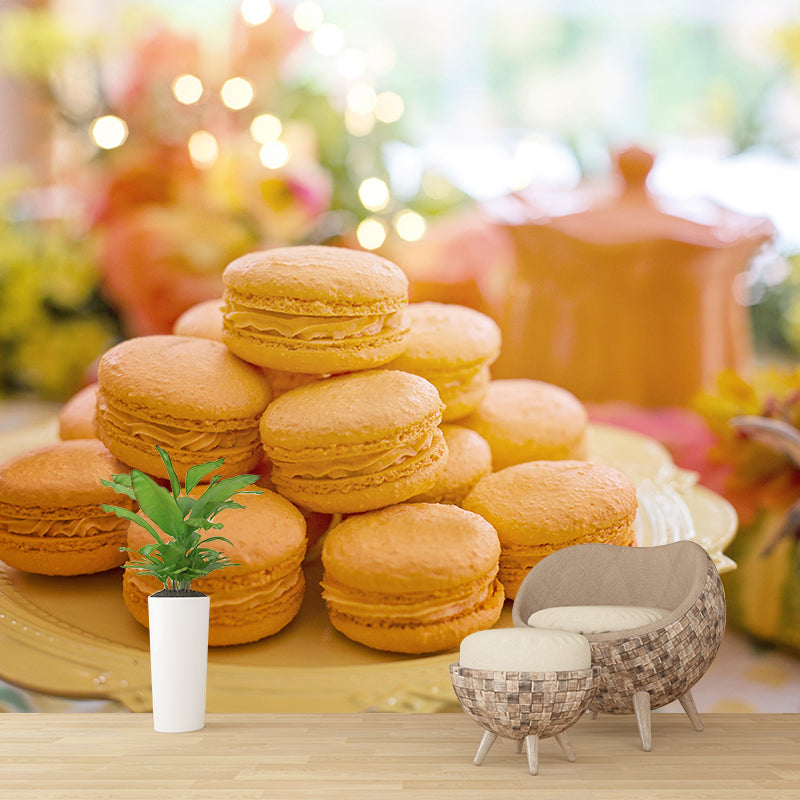 Heerlijke Macaron muurschildering behang zachte kleur hedendaagse wandbekleding voor dessertwinkel