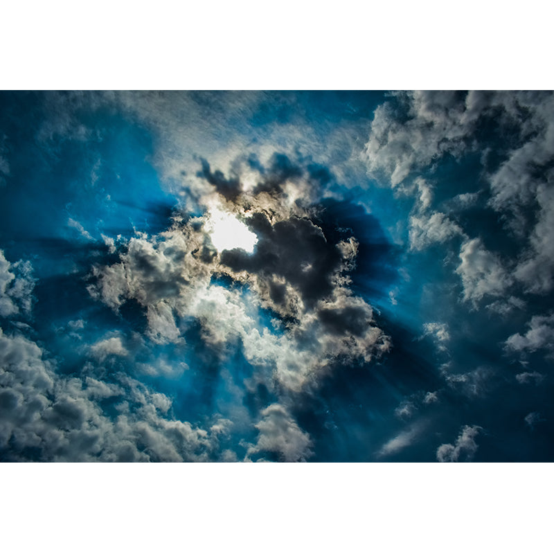 Contemporary Style Clean Sky and Cloud Mural Wall Covering for Living Room