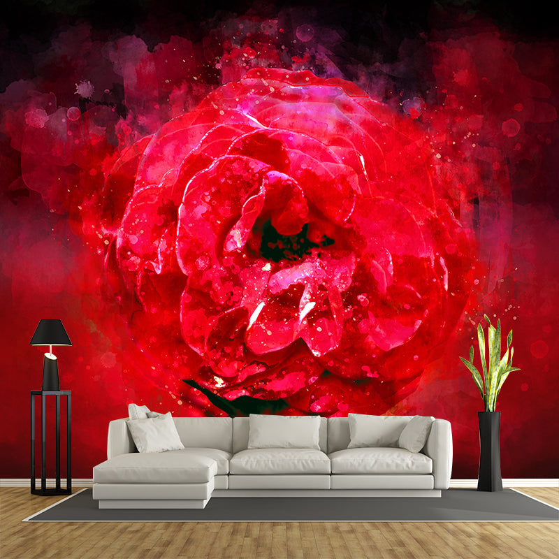 Modern Watercolor Flower Mural Wallpaper for Ceiling Customised Wall Decor in Pastel Color