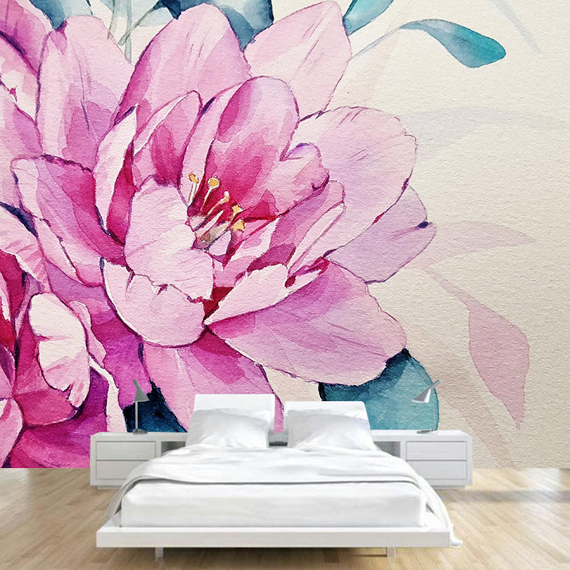 Modern Watercolor Flower Mural Wallpaper for Ceiling Customised Wall Decor in Pastel Color