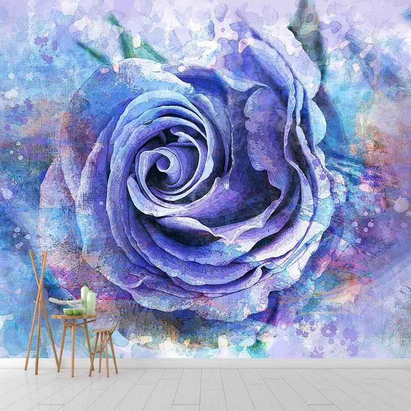 Modern Watercolor Flower Mural Wallpaper for Ceiling Customised Wall Decor in Pastel Color