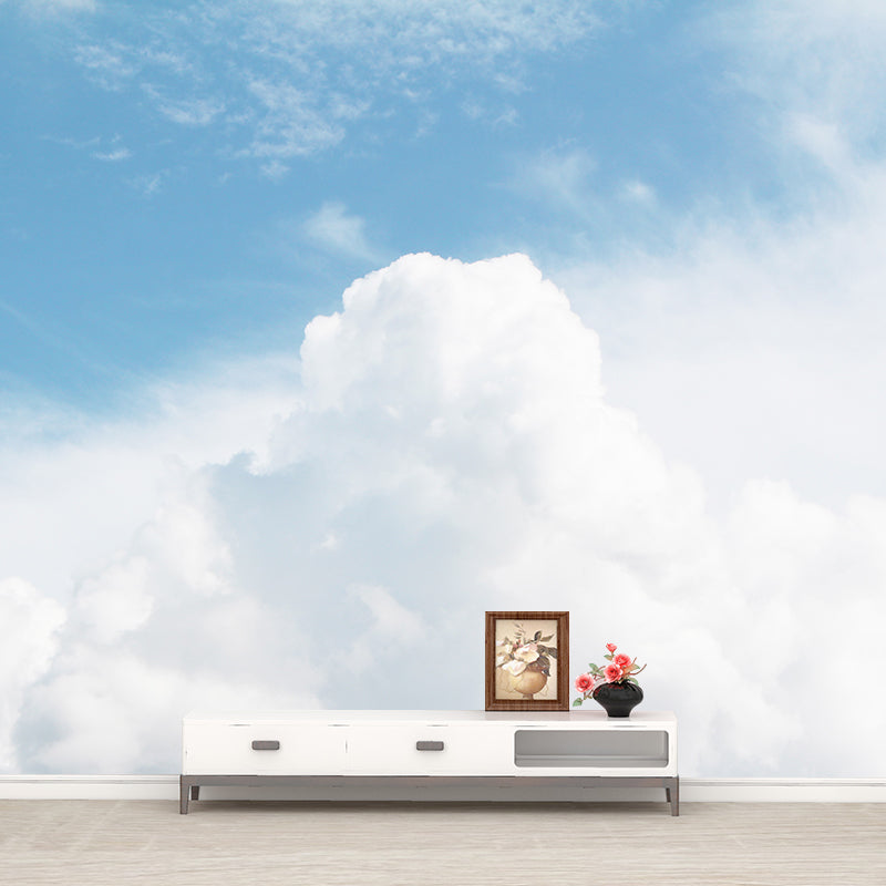 Blue Sky Mural Wallpaper with Cloud Modern Wall Decor for Sleeping Room