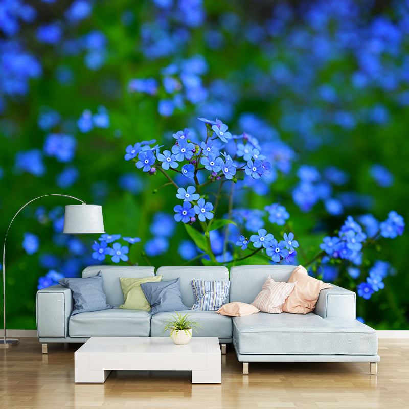 Contemporary Wall Mural for Bedroom Decor with Blossoming Flower Design
