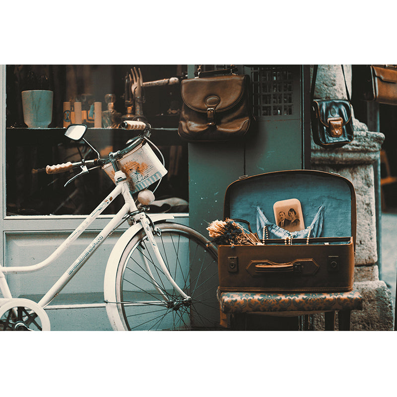 Bicycle Printed Mural Decal Industrial Decorative Wall Covering for Accent Wall