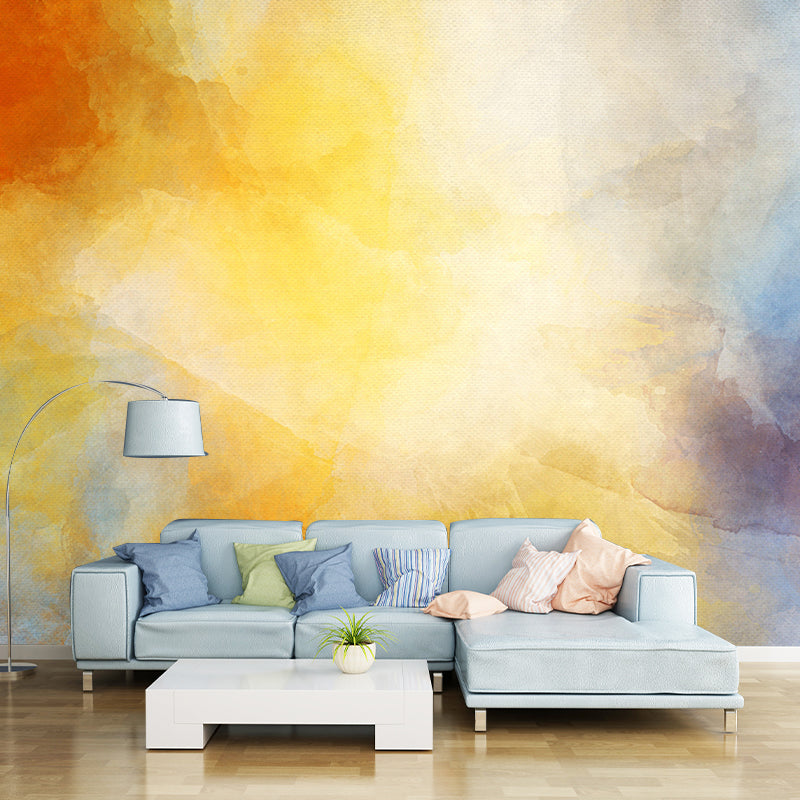 Kleurrijke aquarelbehang muurschildering abstracte moderne wanddecoratie voor slaapkamer