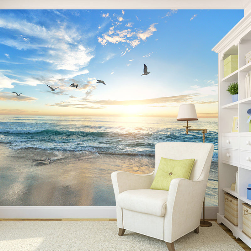 Beach Seascape Mural Wallpaper Modernist Wallpaper Wall Decoration for Bedroom Living Room