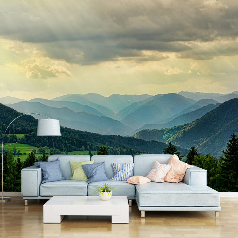 Photography View of Lake And Mountain Mural Wallpaper Modern Style Wall Covering for Living Room