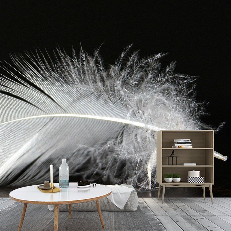 Living Room Wall Mural Feather Pattern Contemporary Style Wall Covering