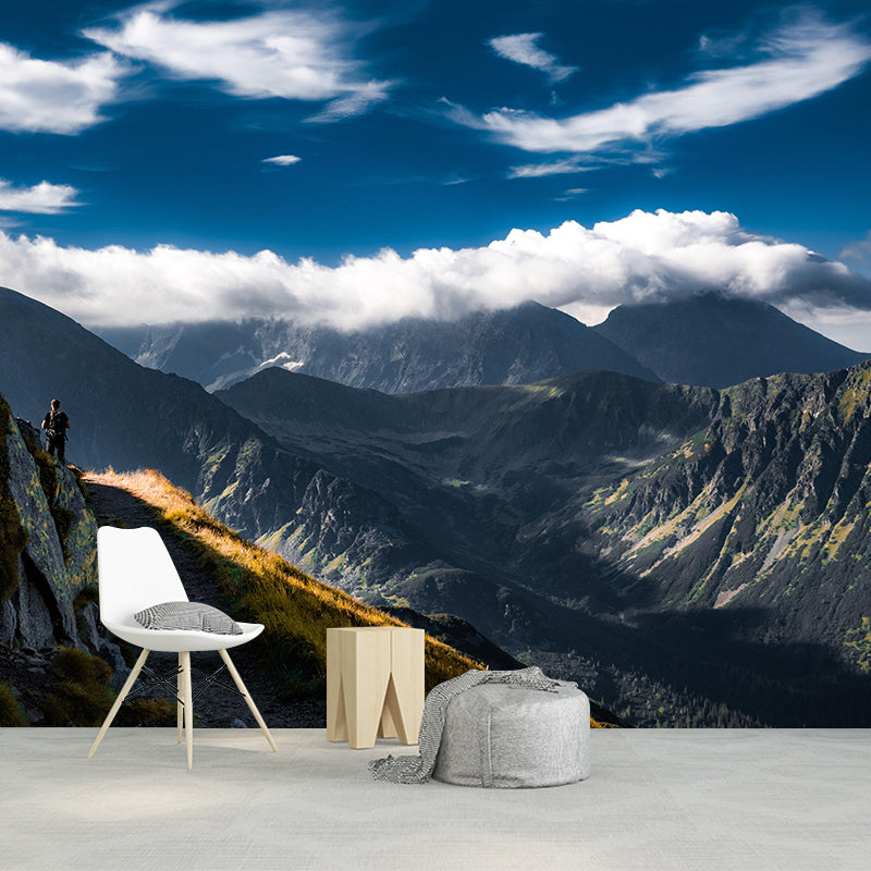 Mountain with Cloud View Mural Contemporary Stain Resistant Wall Murals for Home