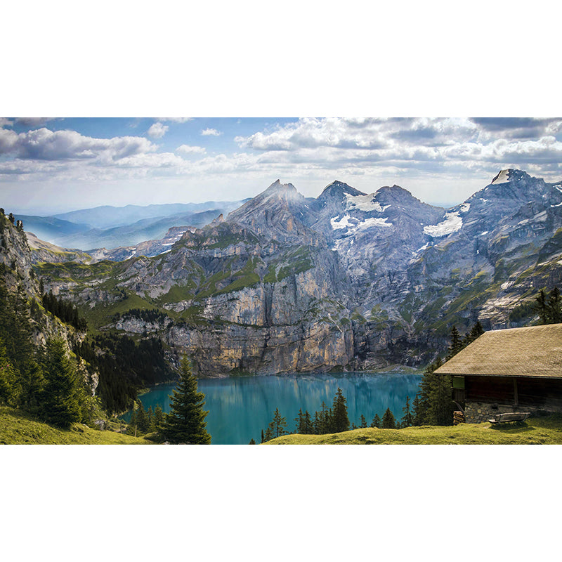 Mountain with Cloud View Mural Contemporary Stain Resistant Wall Murals for Home