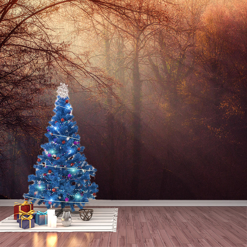 Misty Forest Scenery Wall Mural Modern Wall Decor in Soft Color for Accent Wall