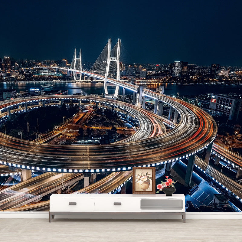 Modern Photographic City View Wall Mural Used to Decorate Living Room and Bedroom