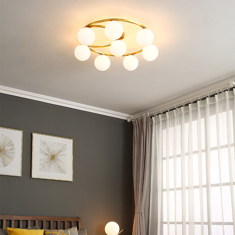 Globe Semi Flush Mount Leuchte Traditionelle Milchglas Deckenleuchten für Wohnzimmer