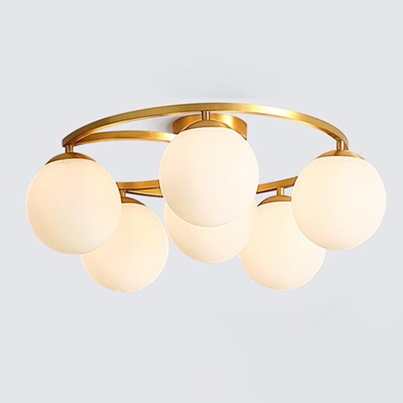 Globe Semi Flush Mount Leuchte Traditionelle Milchglas Deckenleuchten für Wohnzimmer