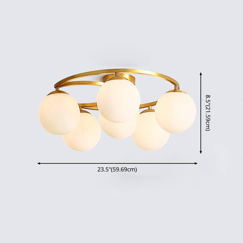 Globe Semi Flush Mount Leuchte Traditionelle Milchglas Deckenleuchten für Wohnzimmer