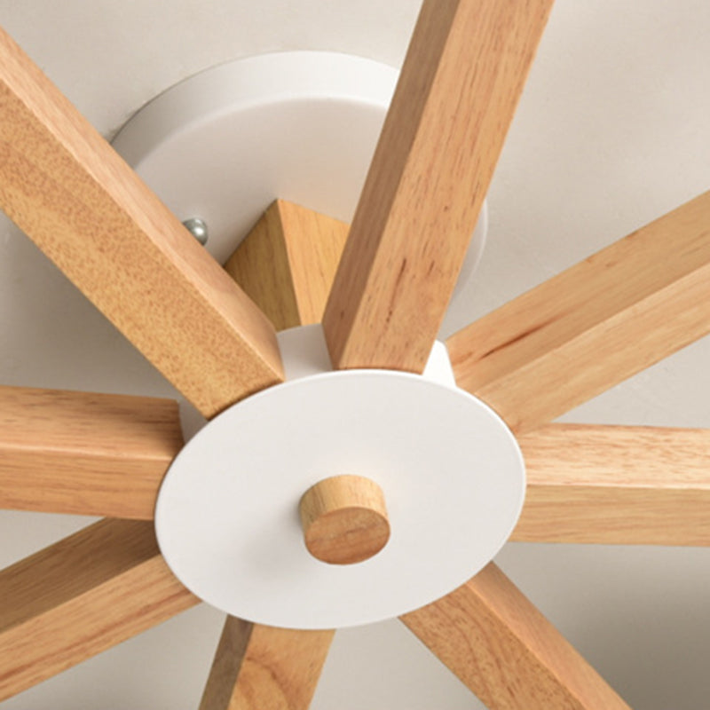 Wooden LED Macaron Ceiling Light in Modern Simplicity Iron Radial Ceiling Fixture with Acrylic Shade