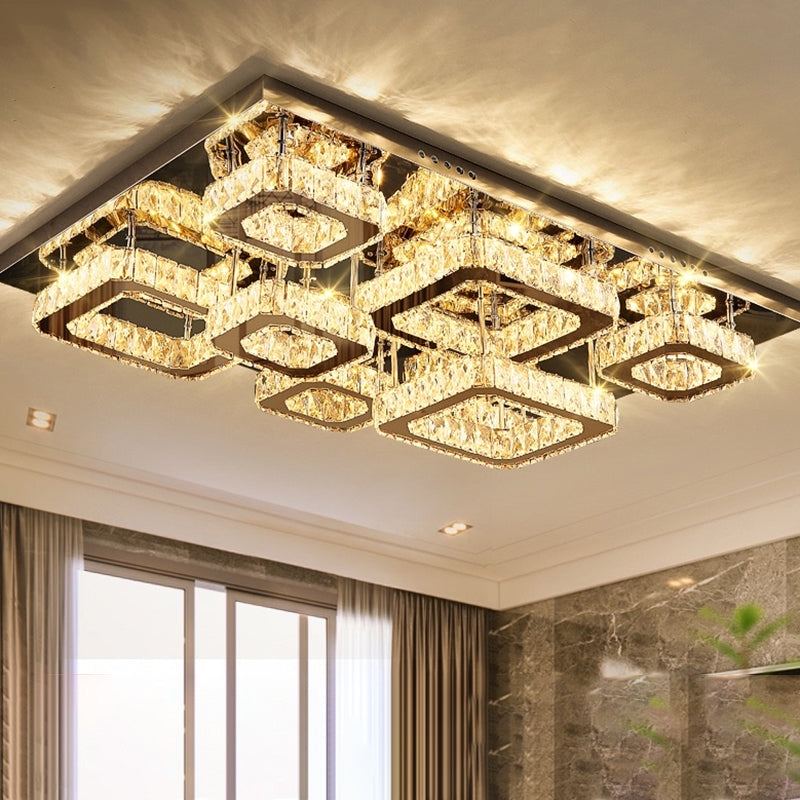 Luminaires encastrés en cristal modernes, montage encastré LED doré pour salon