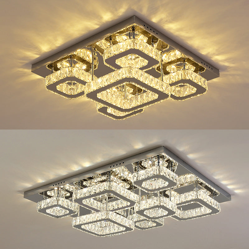 Luminaires encastrés en cristal modernes, montage encastré LED doré pour salon