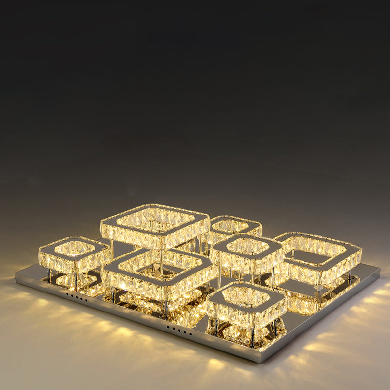 Luminaires encastrés en cristal modernes, montage encastré LED doré pour salon